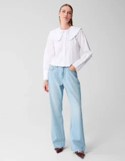 Soft Wide Leg Fit Jeans Bleached