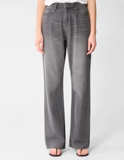 Soft Wide Leg Fit Jeans Grijs