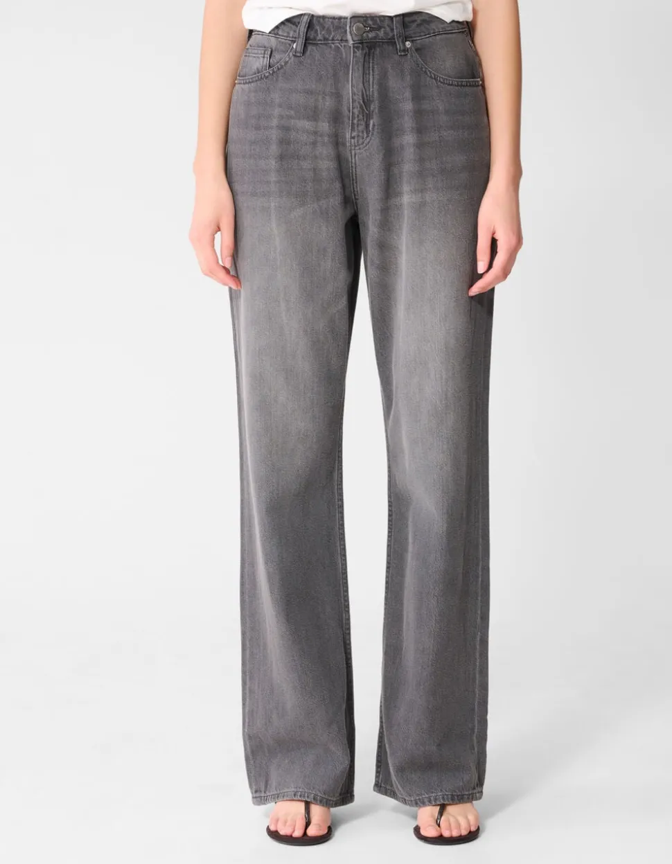 Soft Wide Leg Fit Jeans Grijs
