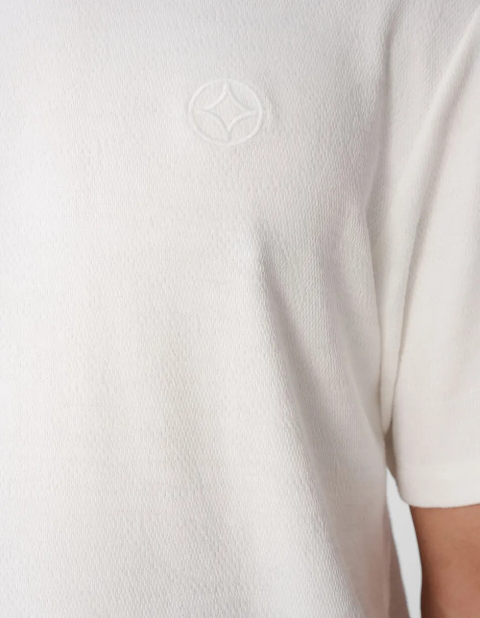 Spark Structuur T-shirt Gebroken Wit