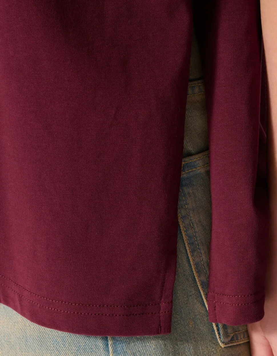 Split T-shirt Donkerrood