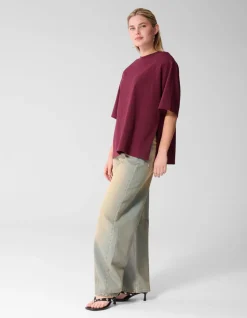 Split T-shirt Donkerrood