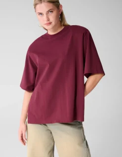 Split T-shirt Donkerrood
