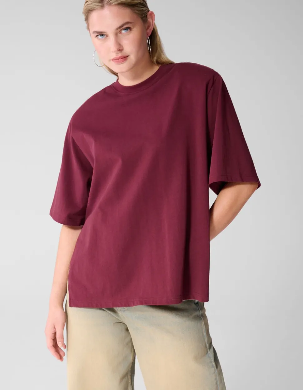 Split T-shirt Donkerrood