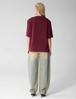 Split T-shirt Donkerrood