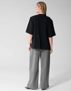 Split T-shirt Zwart