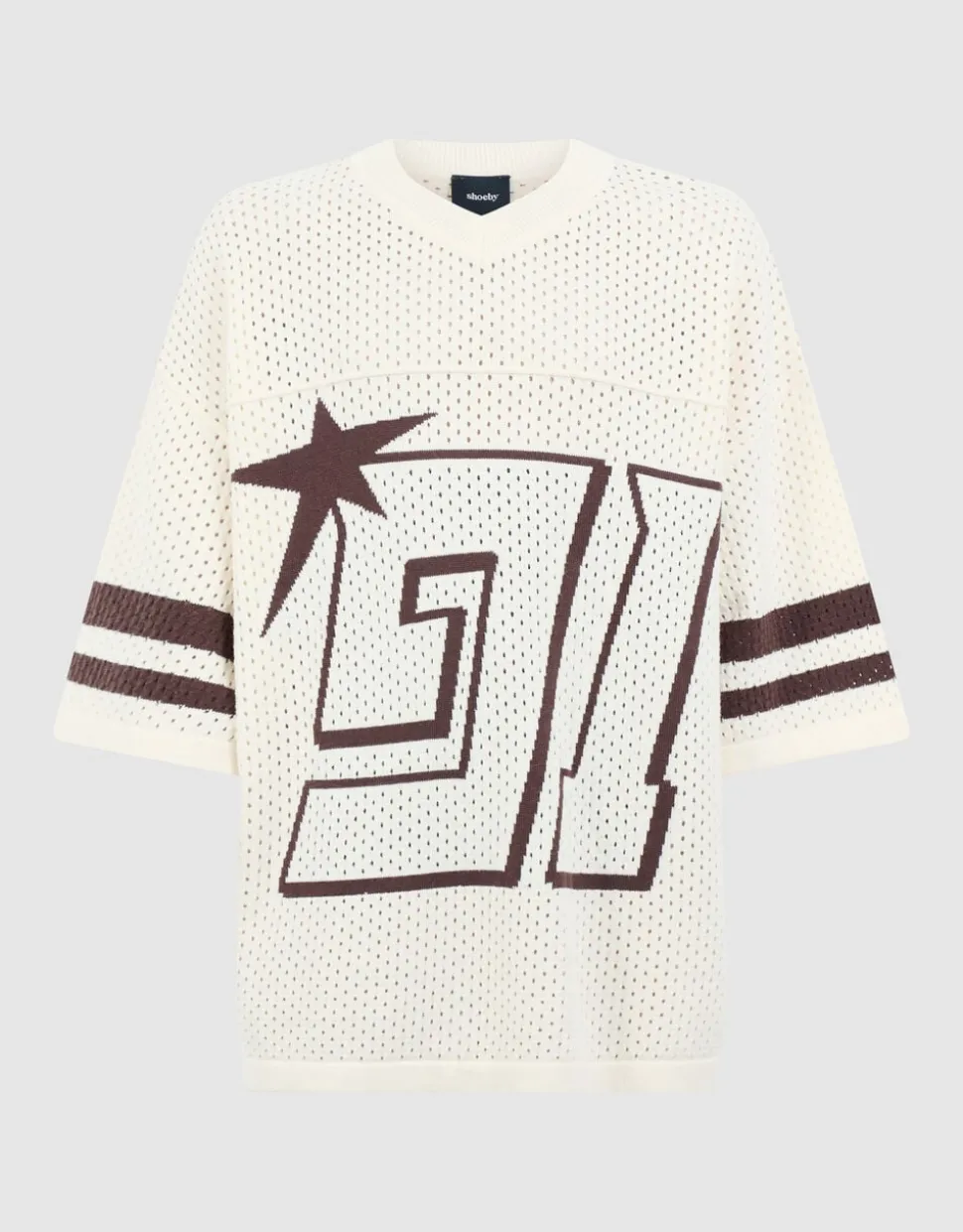 Sporty Gebreid T-shirt Gebroken Wit