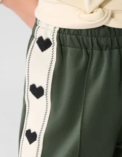 Sporty Heart Wide Leg Fit Broek Donkergroen