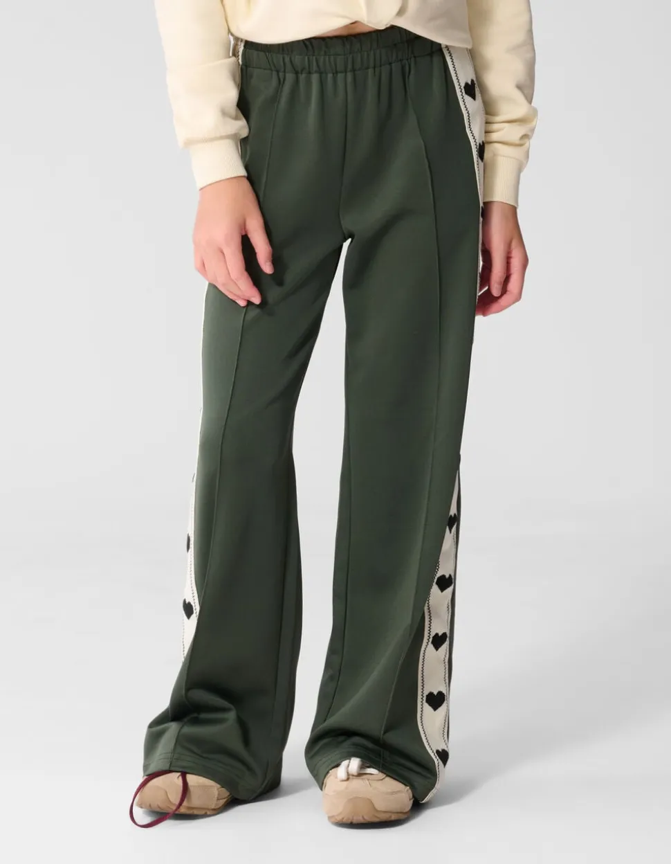 Sporty Heart Wide Leg Fit Broek Donkergroen