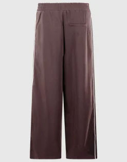 Sporty Piping Wide Leg Fit Broek Donkerbruin