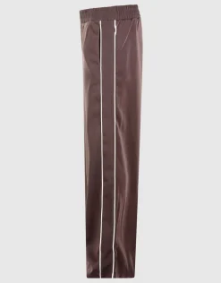 Sporty Piping Wide Leg Fit Broek Donkerbruin
