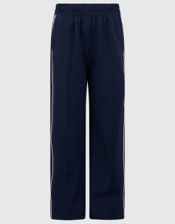 Sporty Piping Wide Leg Fit Broek Donkerblauw