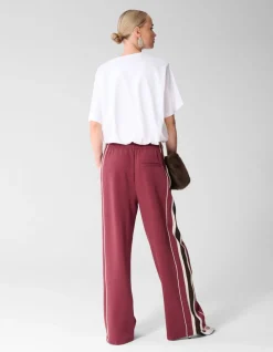 Sporty Tape Wide Leg Fit Broek Donkerrood
