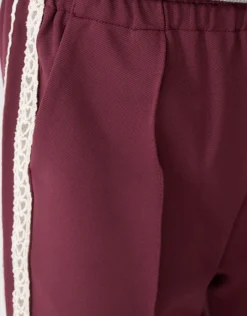 Sporty Wide Leg Broek Donkerrood