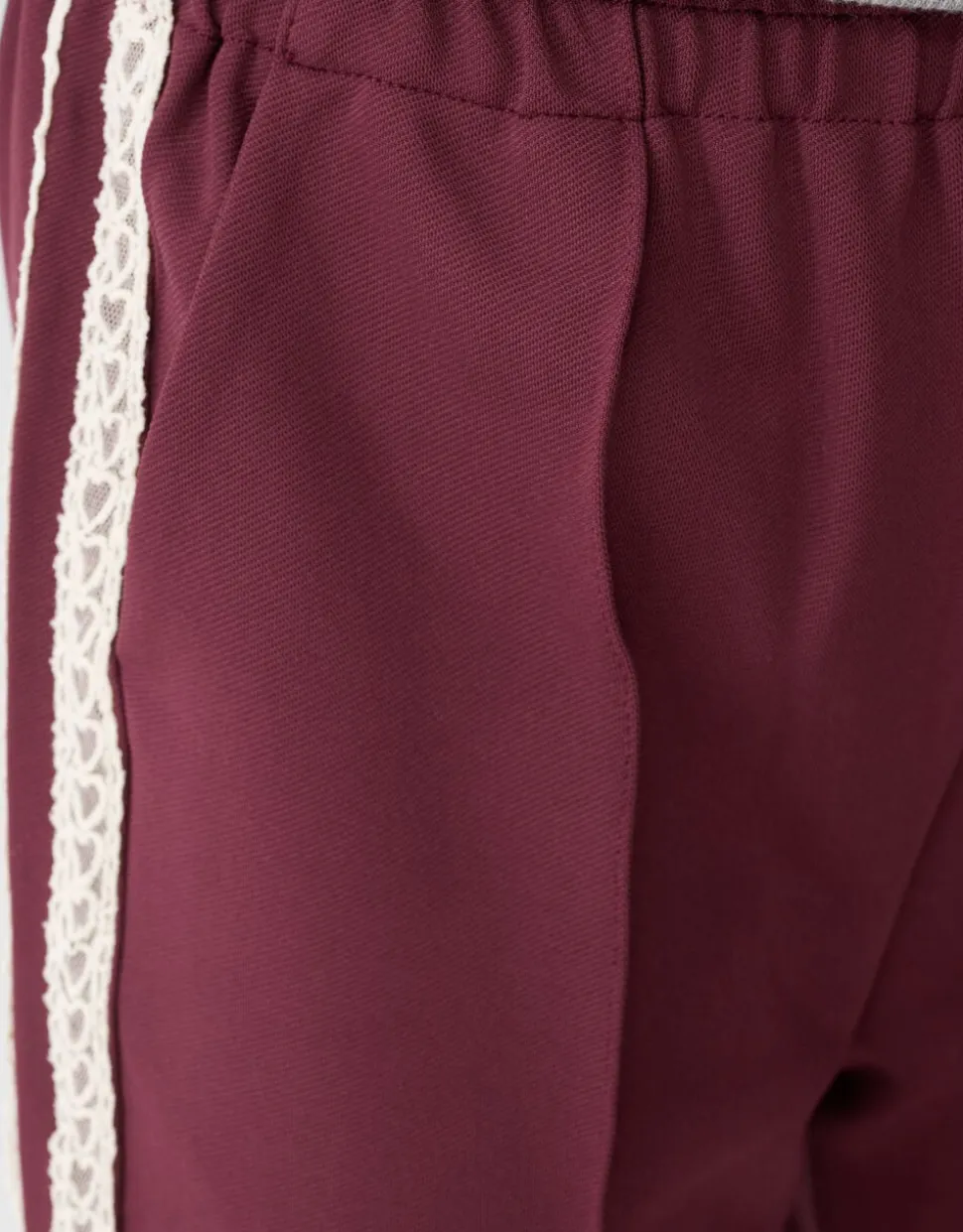 Sporty Wide Leg Broek Donkerrood