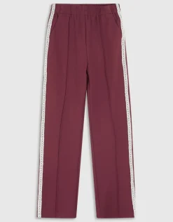 Sporty Wide Leg Broek Donkerrood