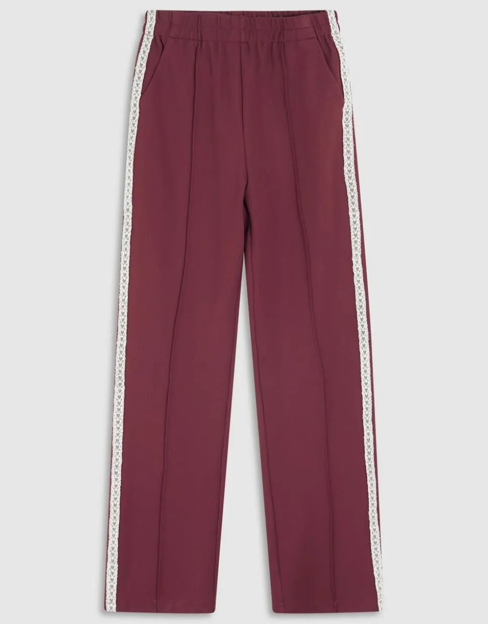 Sporty Wide Leg Broek Donkerrood