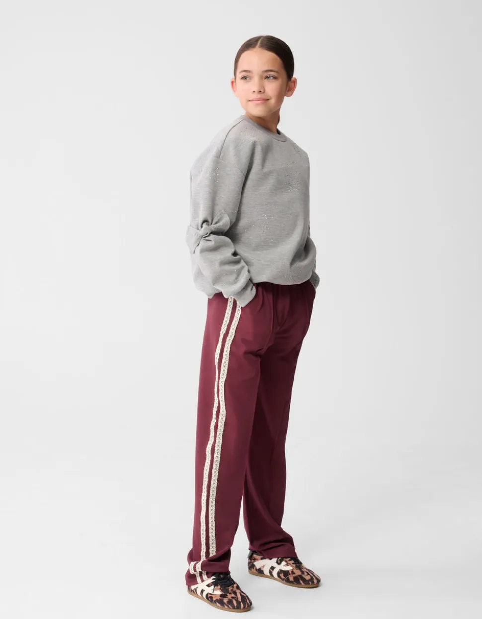 Sporty Wide Leg Broek Donkerrood