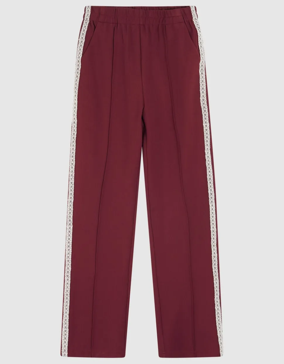 Sporty Wide Leg Broek Donkerrood