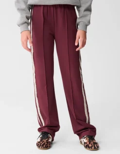 Sporty Wide Leg Broek Donkerrood