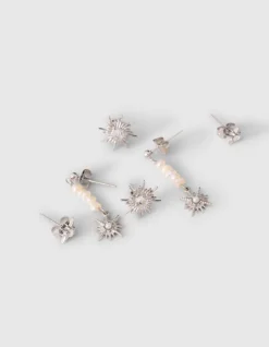 Sterren Oorbellen Set Zilver