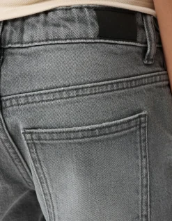 Straight Fit Denim Short Grijs