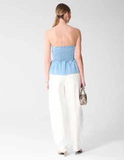 Strapless Denim Top Blauw