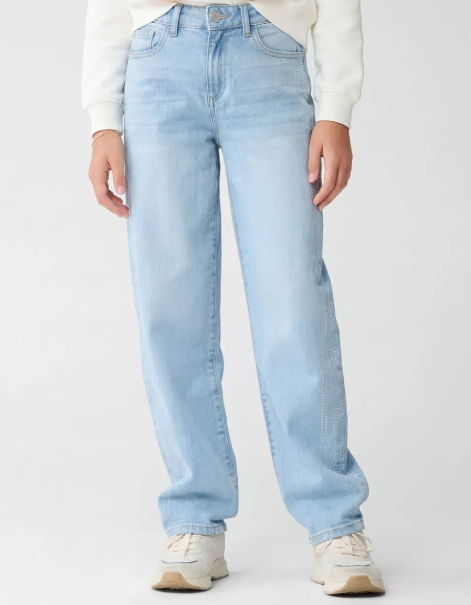 Strass Barrel Fit Jeans Blauw