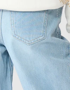Strass Barrel Fit Jeans Blauw