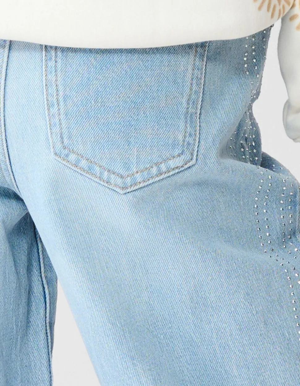 Strass Barrel Fit Jeans Blauw