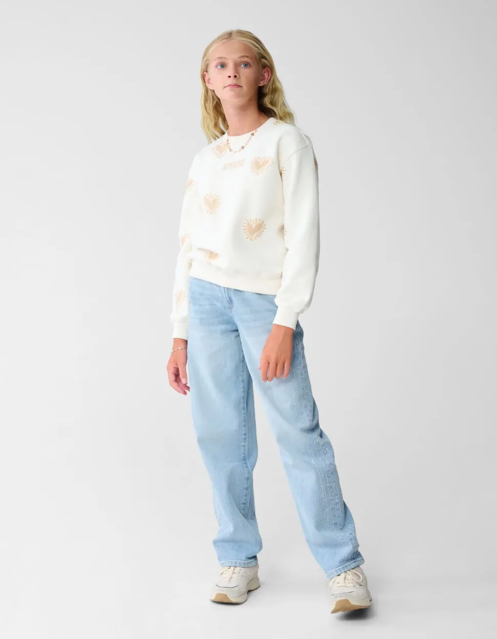 Strass Barrel Fit Jeans Blauw