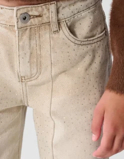Strass Barrel Fit Jeans Zand
