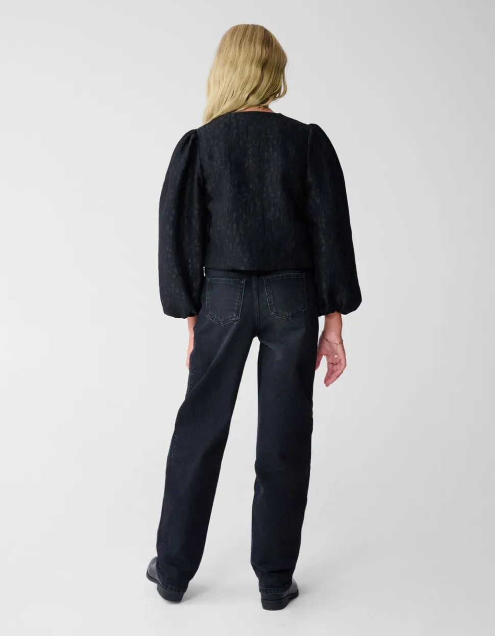 Strass Barrel Fit Jeans Zwart