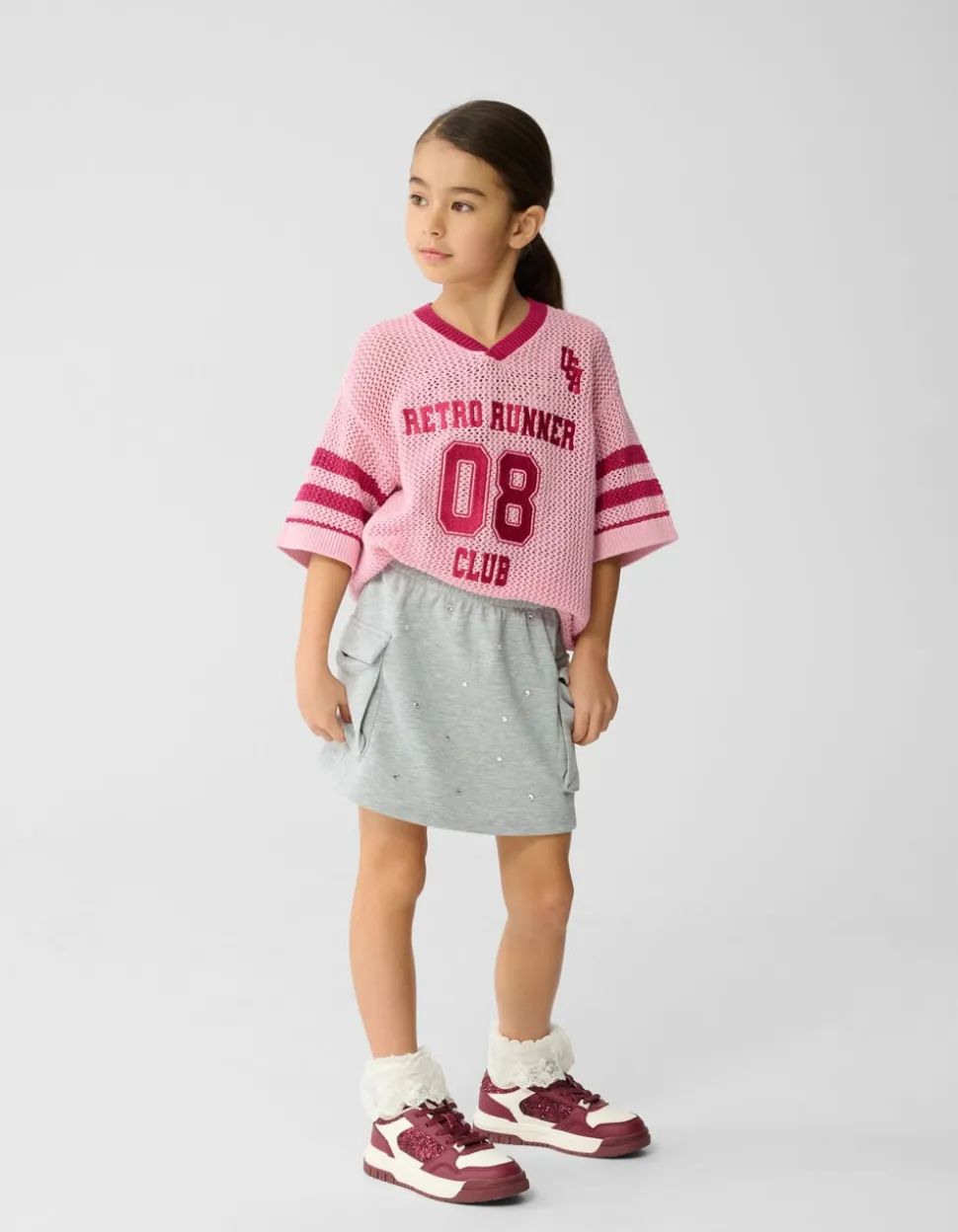 Strass Cargo Mini Rok Lichtgrijs