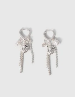 Strass Charm Oorbellen Zilver