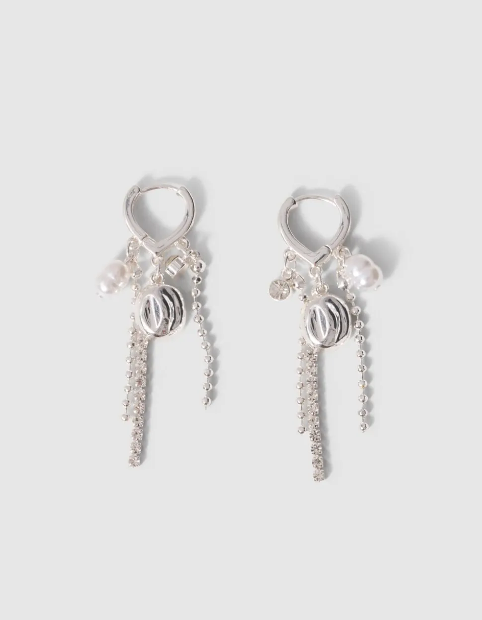 Strass Charm Oorbellen Zilver