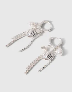 Strass Charm Oorbellen Zilver