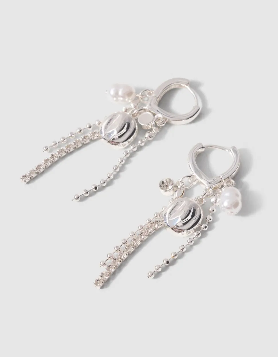 Strass Charm Oorbellen Zilver