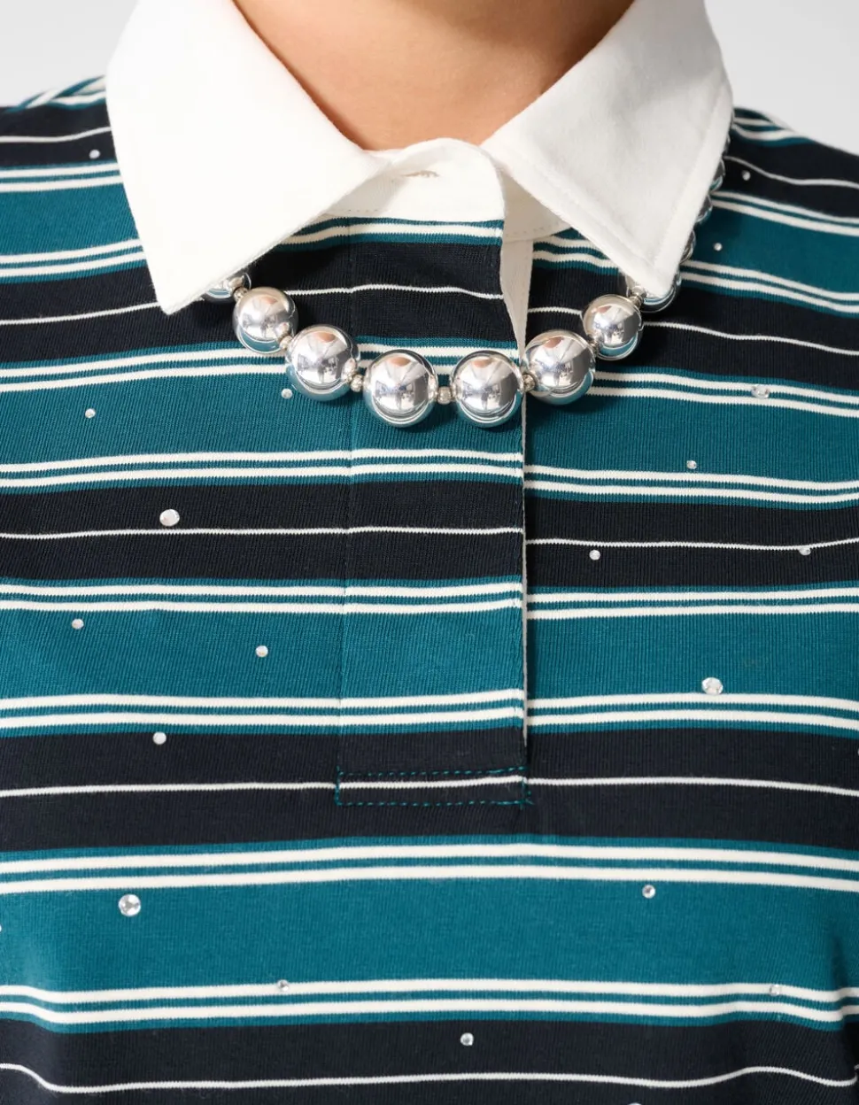 Strass Cropped Polo Petrol