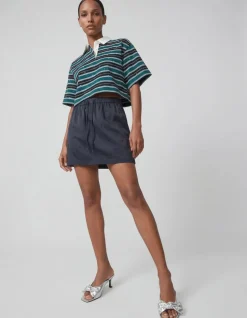 Strass Cropped Polo Petrol