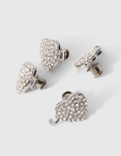 Strass Heart Jeans Pins Zilver