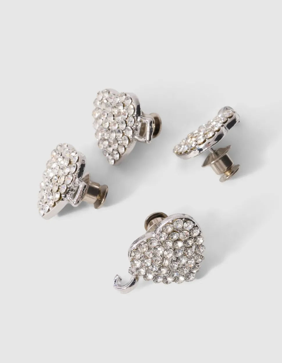 Strass Heart Jeans Pins Zilver