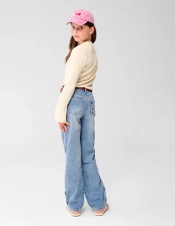 Strass Longsleeve Top Gebroken Wit