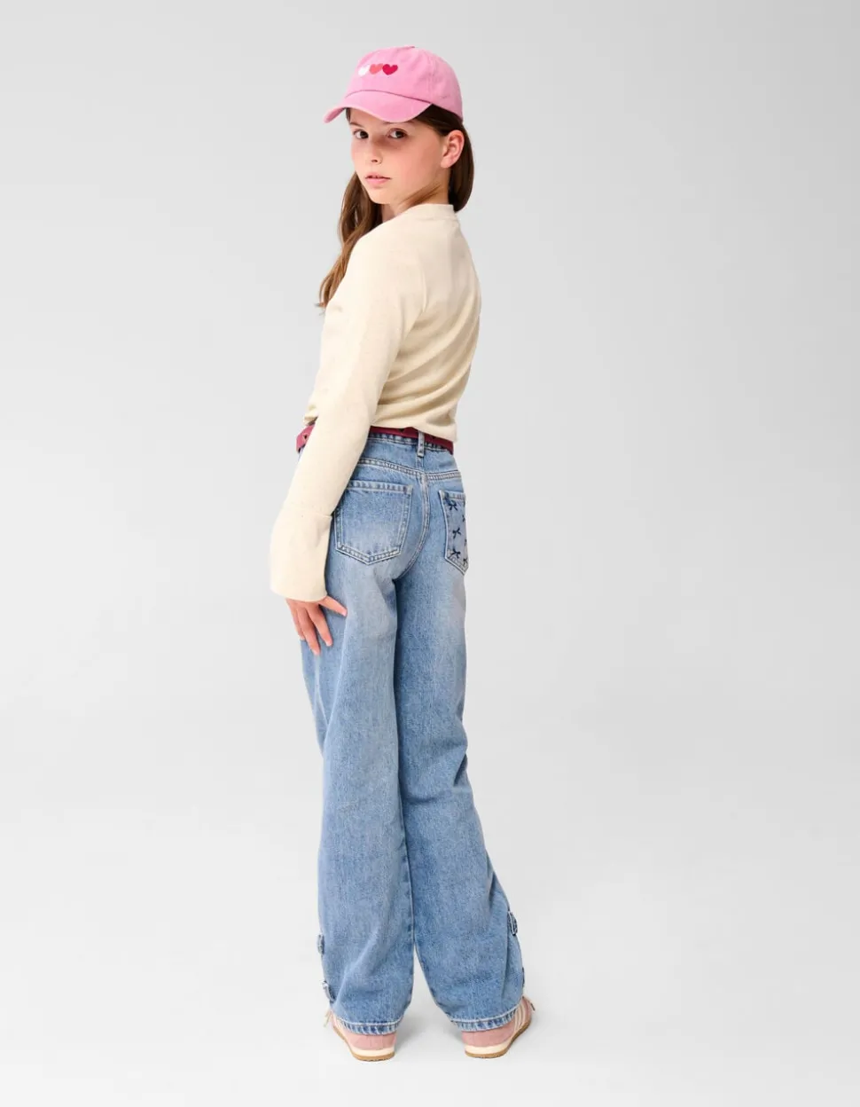 Strass Longsleeve Top Gebroken Wit
