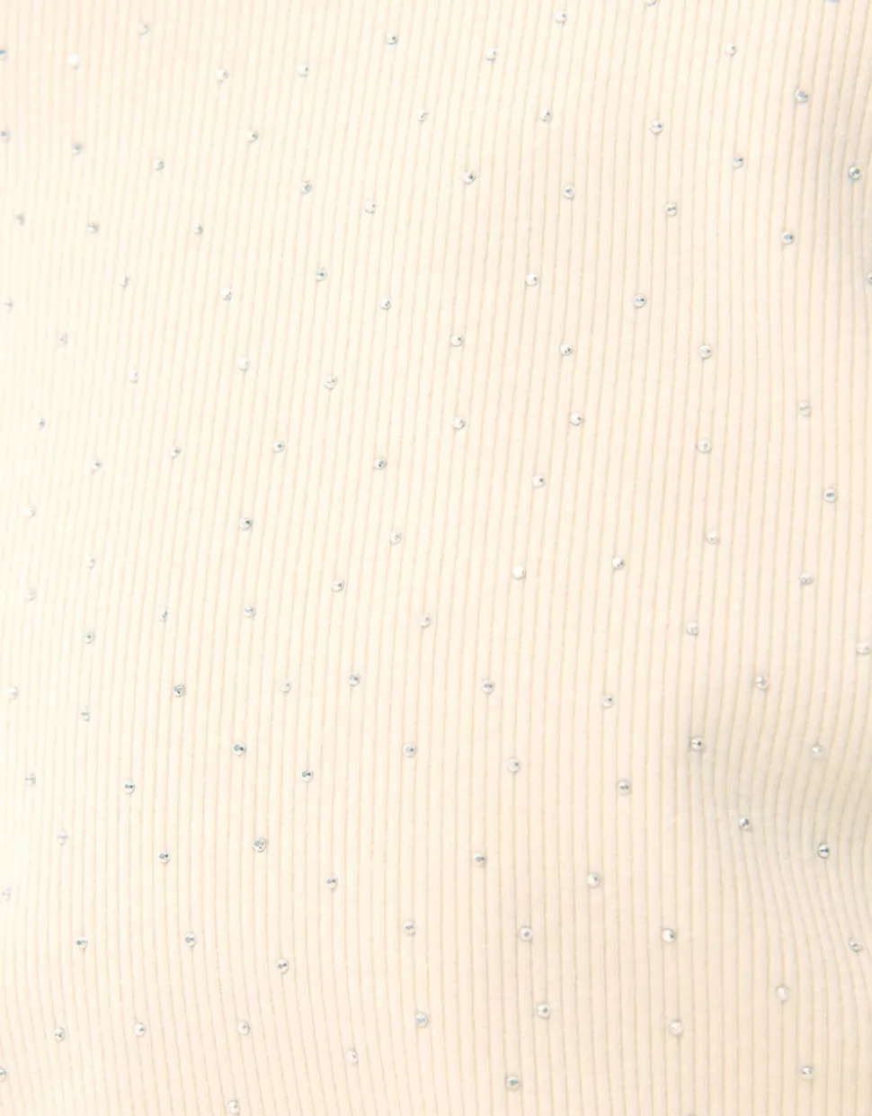 Strass Longsleeve Top Gebroken Wit