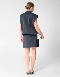 Strass Mini Rok Donkerblauw