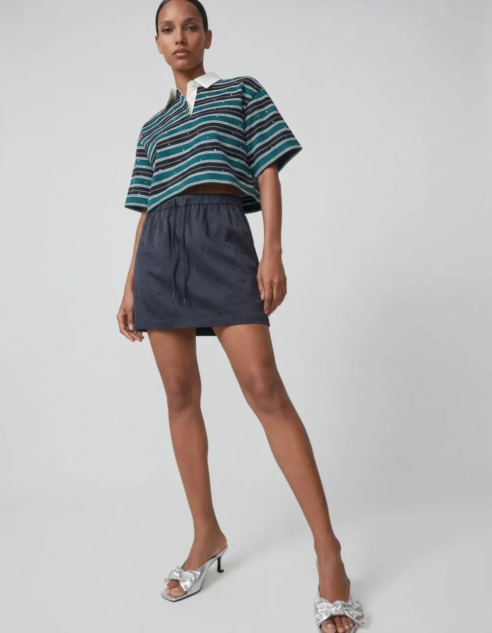 Strass Mini Rok Donkerblauw