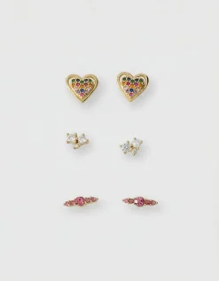 Strass Oorbellen Set Goud