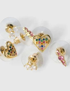Strass Oorbellen Set Goud