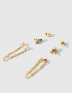 Strass Oorbellen Set Goud
